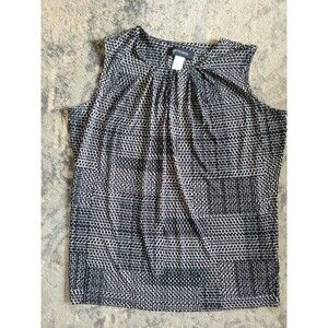 Grayson Womens Tank Top Geometric Sleeveless Crewneck Black White Size Med Work